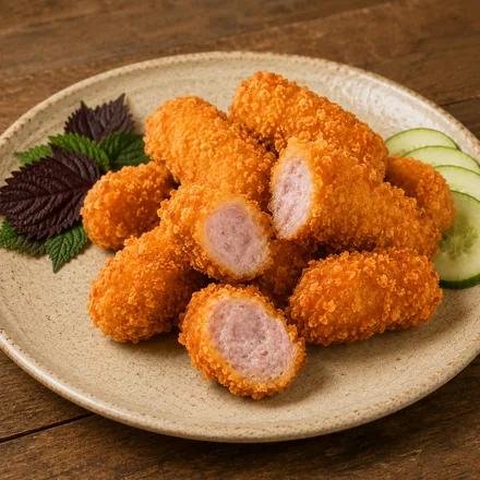 Đĩa nem chua rán vỏ vàng giòn xếp chồng